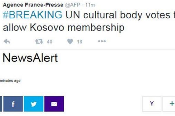 AFP i AP se rano poradovali: Preneli vest da je Kosovo primljeno u Unesko?!