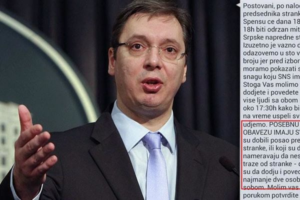 Da li ste dobili SMS kojim Vučićev SNS zove ljude na miting u Novom Sadu? (FOTO)