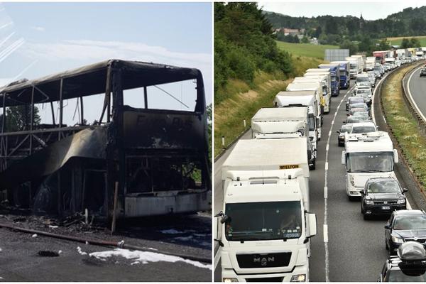 IZGOREO AUTOBUS na autoputu Beograd-Niš: Kilometarska KOLONA VOZILA iz pravca Beograda! (FOTO)