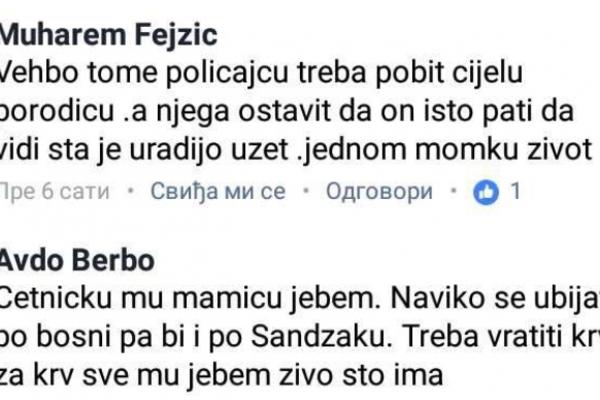 TREBA MU POBITI PORODICU, A NJEGA OSTAVITI DA PATI! Na Fejsbuku PRETE SMRĆU PORODICI SRPSKOG POLICAJCA!