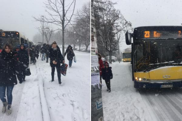 TOTALNI KOLAPS U BEOGRADU, AUTOBUSI ZAGLAVLJENI PO CELOM GRADU! Ovo su slike haosa koji je napravila snežna mećava