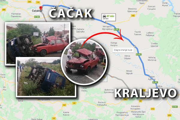 STRAVIČAN PRIZOR KOD KRALjEVA: Mercedes se silovito zakucao u zastavu, pa sleteo u kanal! (VIDEO)