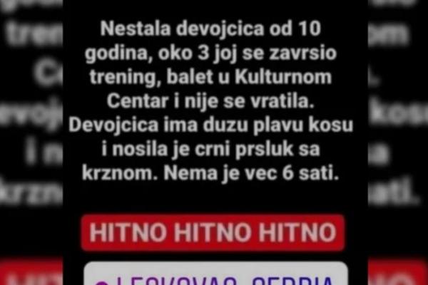 CELA SRBIJA PRESTRAVLJENA PORUKOM O NESTALOJ PLAVOKOSOJ DEVOJČICI! Oglasila se sad i policija i sve je OBJAŠNJENO