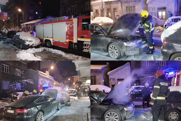 GORI AUTOMOBIL U BEOGRADU! Vatrogasci na terenu dok kolona vozila čeka (FOTO)