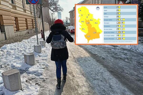 I DANAS NA SNAZI ŽUTI I NARANDŽASTI METEOALARM: RHMZ upozorava na EKSTREMNO nisku TEMPERATURU! (FOTO)