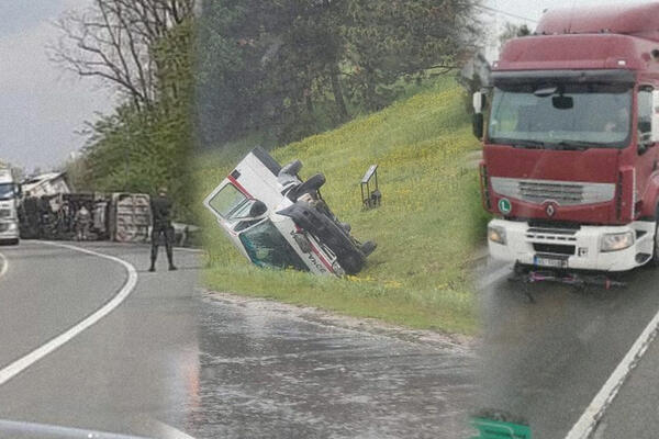 STRAŠNE SCENE NA PUTEVIMA ŠIROM SRBIJE! U kanalu završilo vozilo Hitne, udaren biciklista, kamion prevrnut (FOTO)