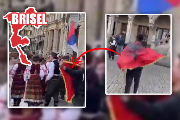 GNUSNA PROVOKACIJA USRED BRISELA: Mahali ZASTAVOM Albanije Srbima ispred NOSA, evo kakav su ODGOVOR dobili! (VIDEO)