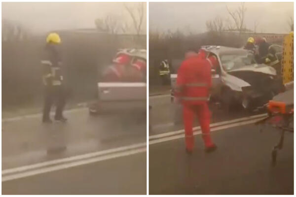 DETALJI TEŠKOG UDESA NA IBARSKOJ MAGISTRALI: Učestvovala četiri vozila, VATROGASCI IZVLAČILI MUŠKARCA (VIDEO)