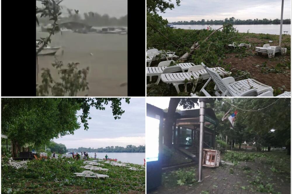 APOKALIPTIČNE SCENE NA GRADSKOJ PLAŽI U SREMSKOJ MITROVICI: Pogledajte kako je OLUJA otkačila SPLAV, ovo je JEZIVO!