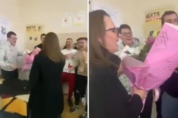 UČENICI EKONOMSKE ŠKOLE IZNENADILI RAZREDNU: Kada je videla šta rade, suze i smeh se smenjivali (VIDEO)