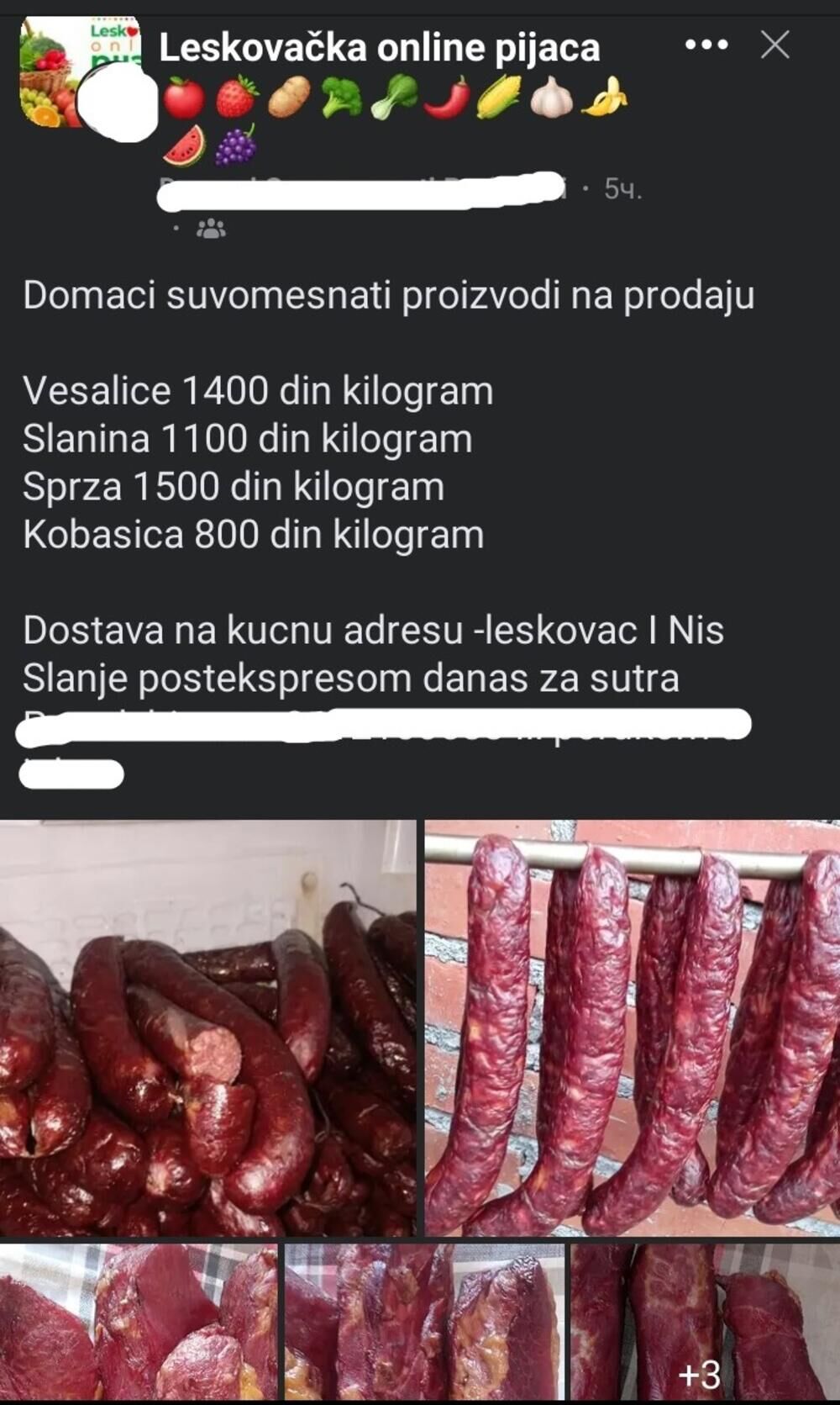 Cene suhomesnatih proizvoda u Leskovcu