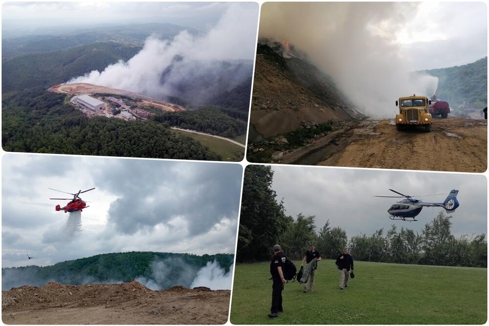 2 HELIKOPTERA MUP STIGLA U UŽICE: Pomažu u gašenju požara na deponiji "Duboko" (FOTO/VIDEO)