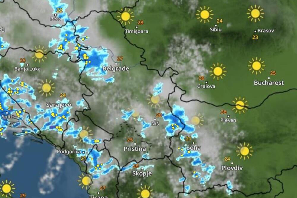 POGLEDAJTE KAKO ĆE SE NEVREME KRETATI IZ SATA U SAT: U Srbiju stižu obilni pljuskovi praćeni gradom (FOTO)