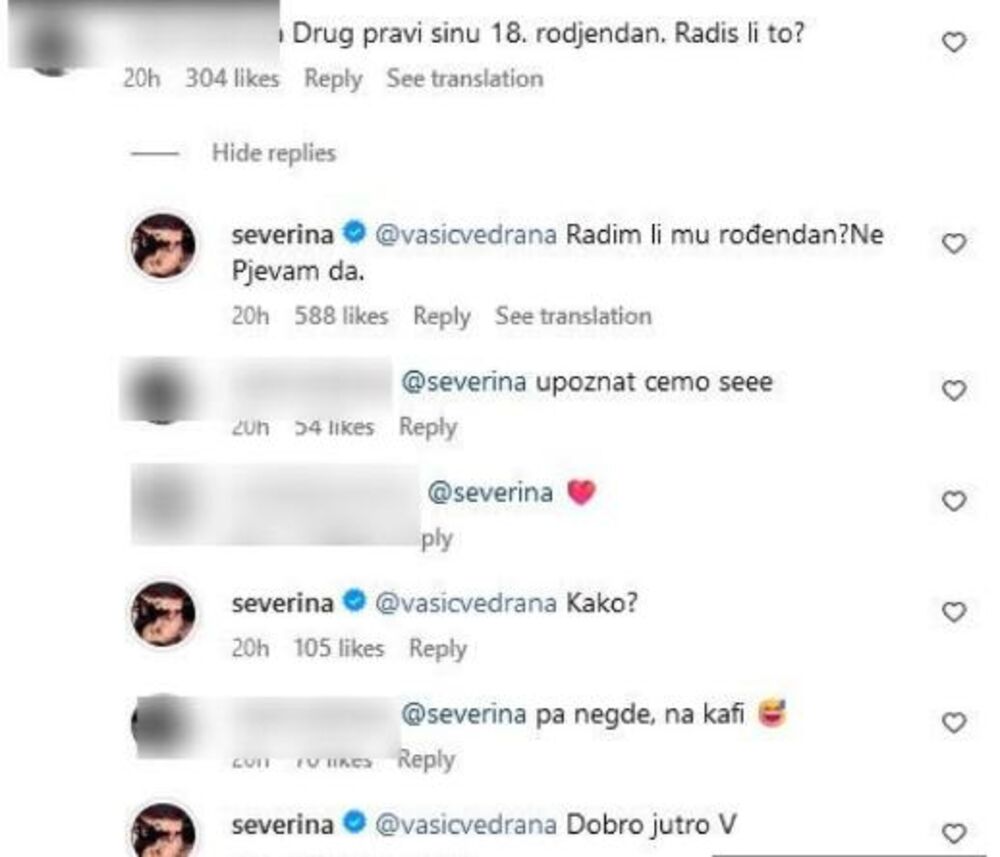 Kometari Severine Vučković na račun Duška Tošića