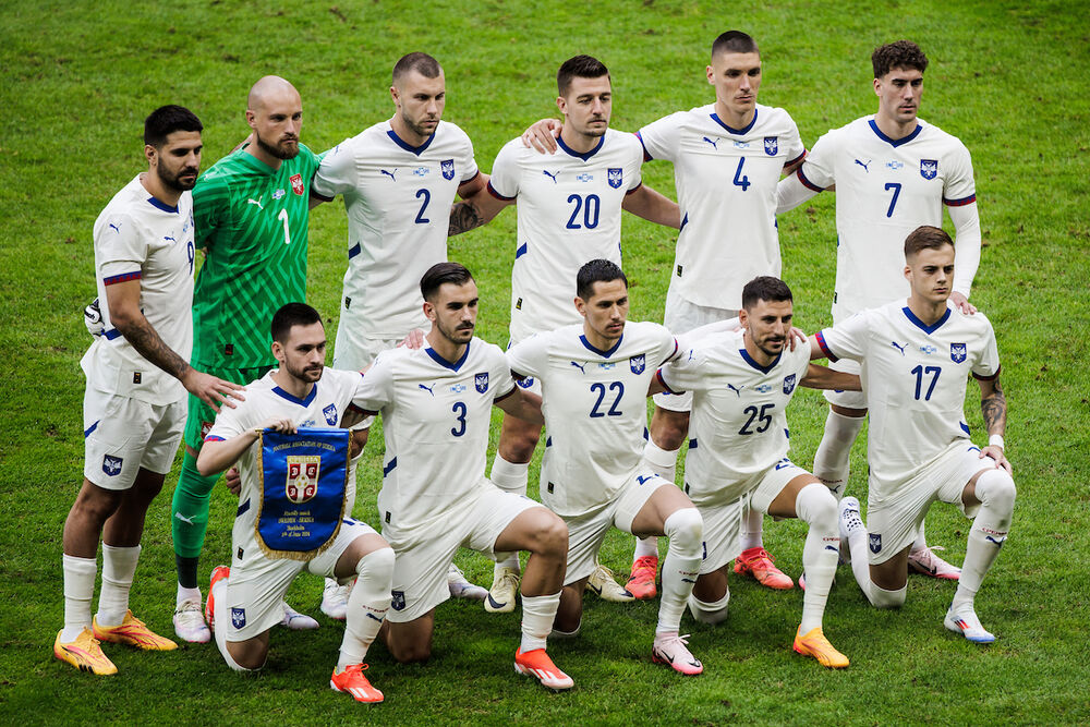 Fudbaleri Srbije na meču protiv Švedske