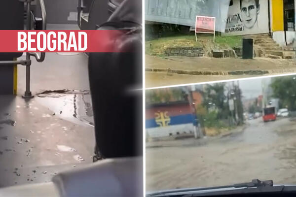 NEVREME NAPRAVILO HAOS ŠIROM BEOGRADA! Voda šiklja iz PODA AUTOBUSA 511, a u ovom DELU GRADA REKA NA PUTU (VIDEO)