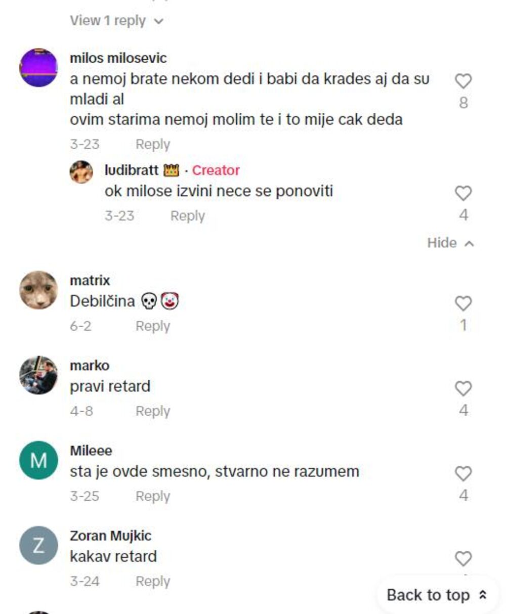 Komentari ispod videa