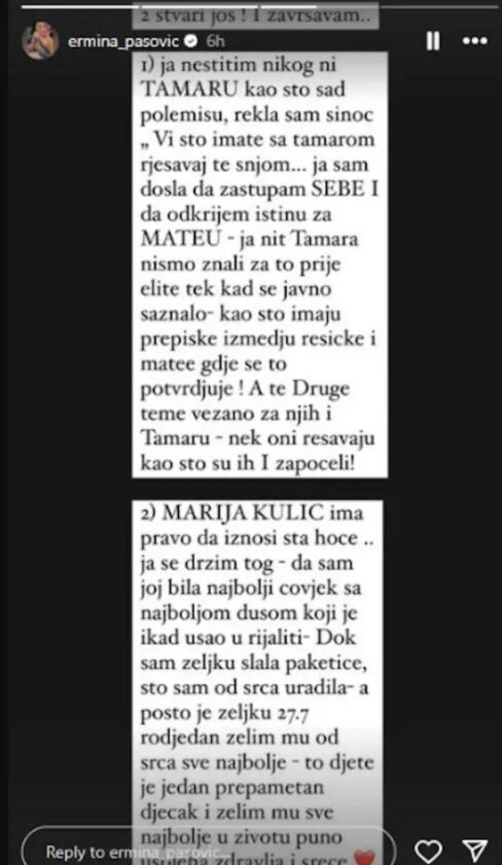 Marija Kulić odgovorila Ermini Pašović