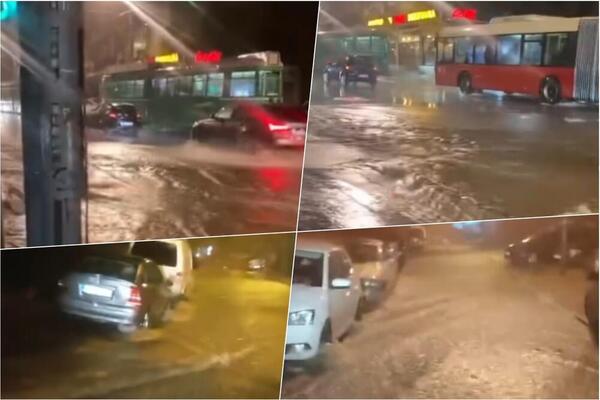 NEVREME NIJE ZAOBIŠLO NI BEOGRAD: Na ulicama POTOPČINA, automobili mile kroz ogromne bare (VIDEO)