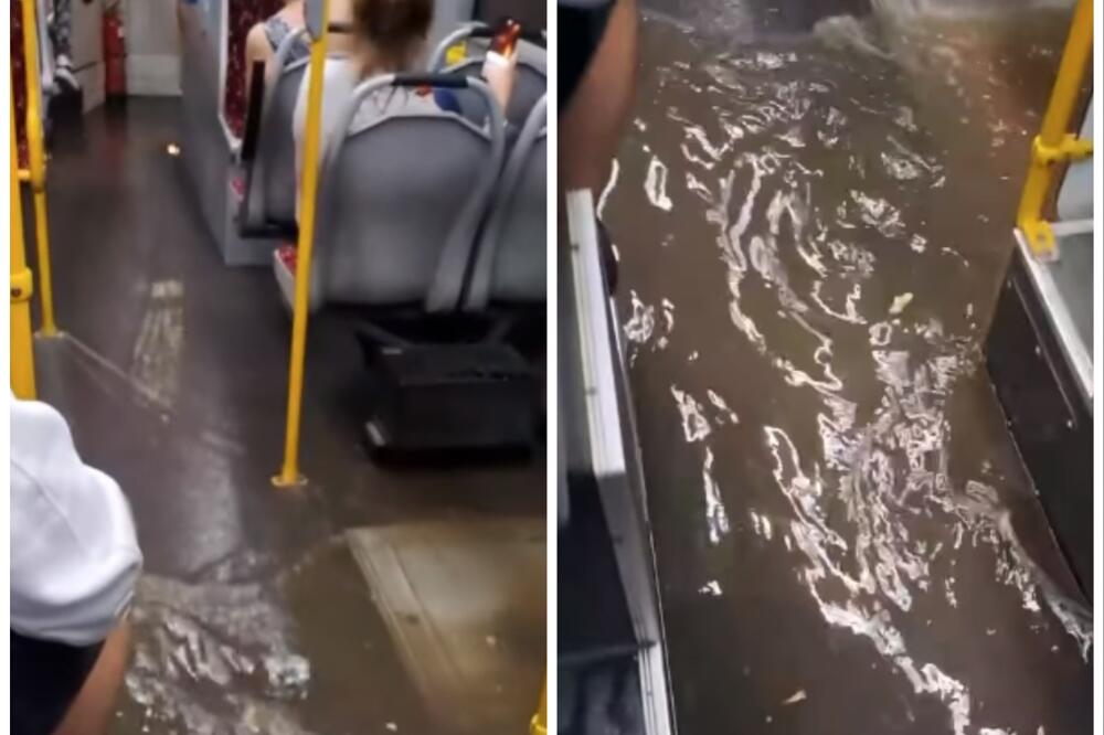 POTONUO BUS KAO TITANIK: Voda nadirala sa svih strana, putnici u neverici dizali noge (VIDEO)