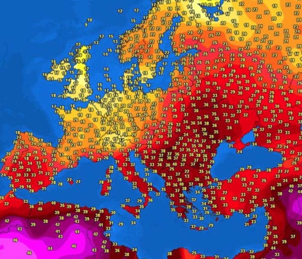 Mapa vrućina na teritoriji Evrope