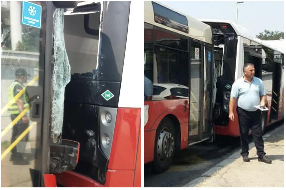 Dva gradska autobusa se sudarila u Beogradu: Srča na sve strane (FOTO)