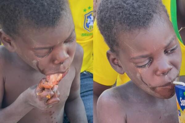 Prizor koji će vam obeležiti dan: Dete prvi put pije sok i jede konkretan obrok dok mu suze idu niz lice! (VIDEO)