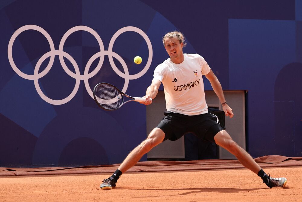 Trening Aleksandera Zvereva bez Rafaela Nadala