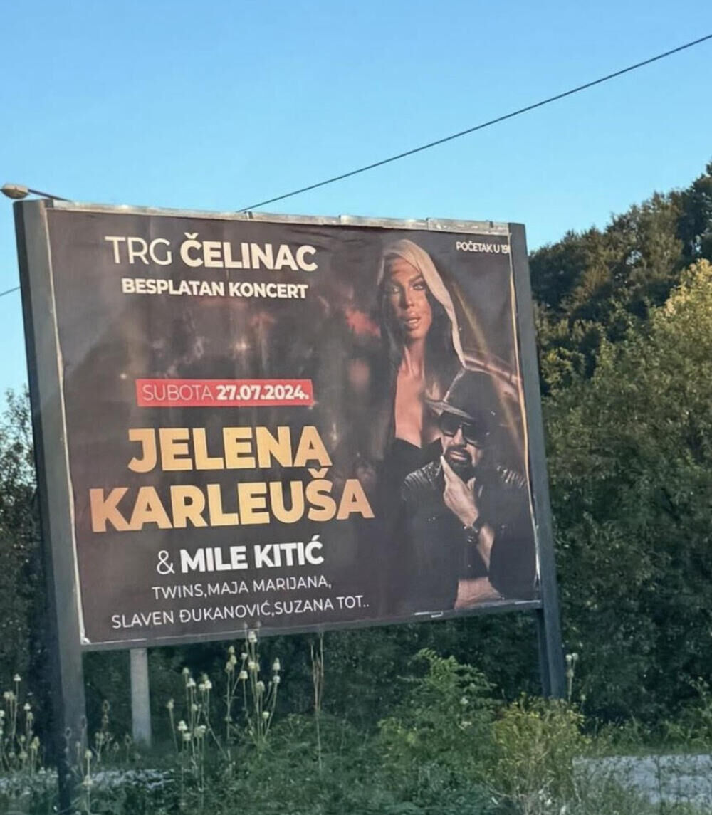 Bilbord o koncertu Jelene Karleuše