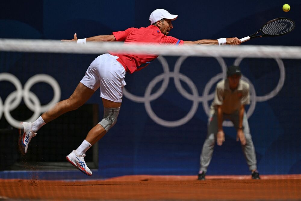 Novak Đokovć na meču protiv Karlosa Alkarasa u finalu Olimpijskih igara