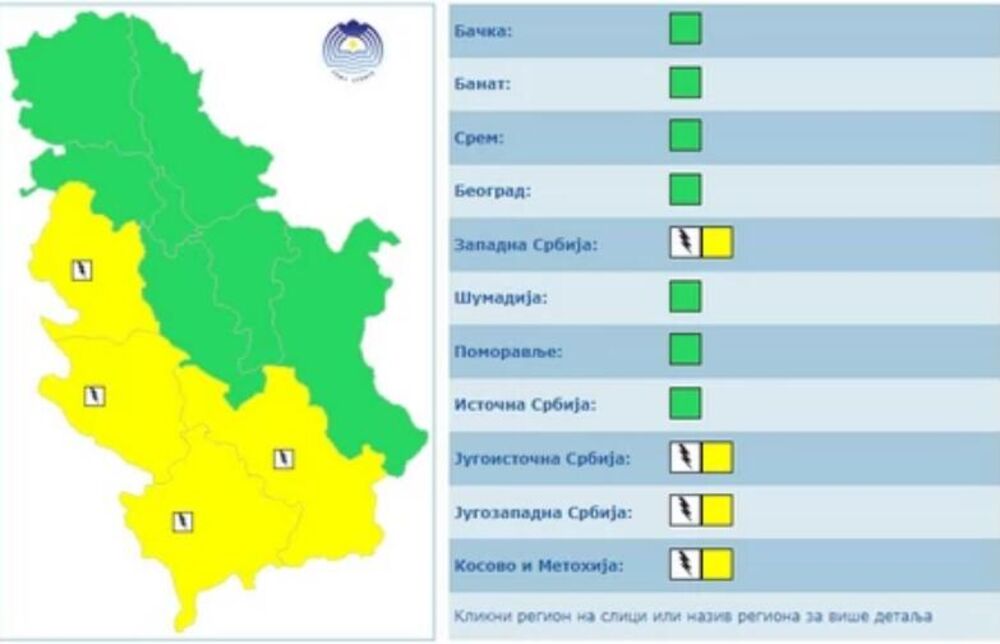 Žuto upozorenje na grmljavinu