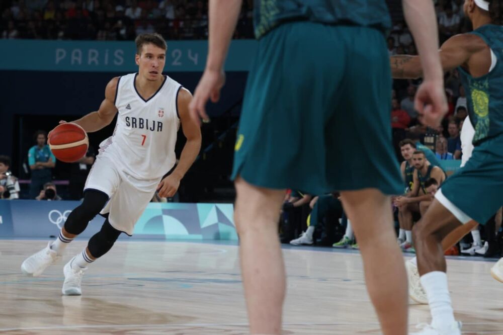 Bogdan Bogdanović na utakmici Srbije i Australije u četvrtfinalu Olimpijskih igara u Parizu