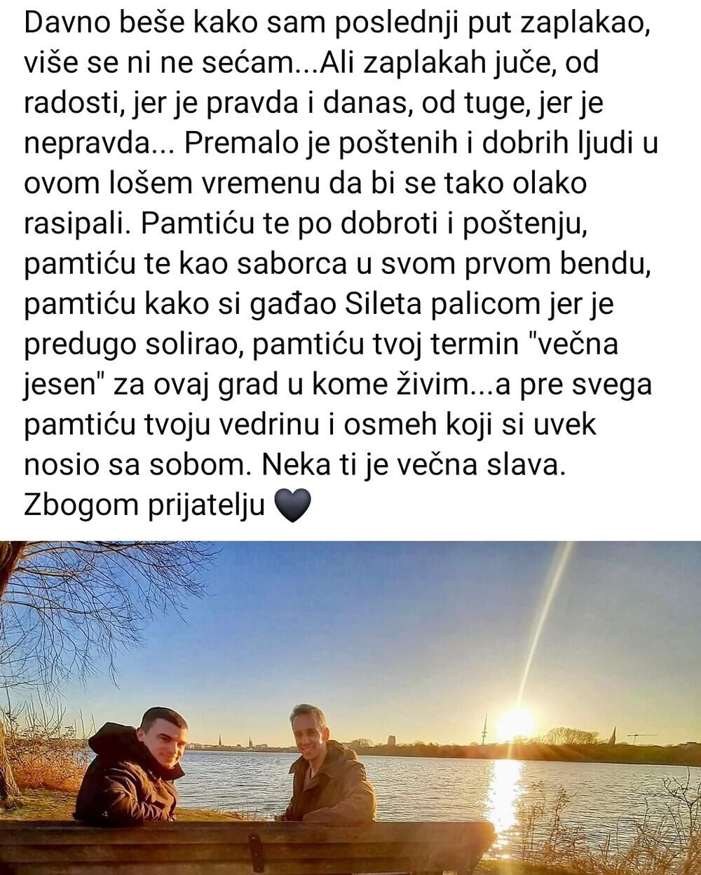 Potresna poruka prijatelja Srđana Sabe 