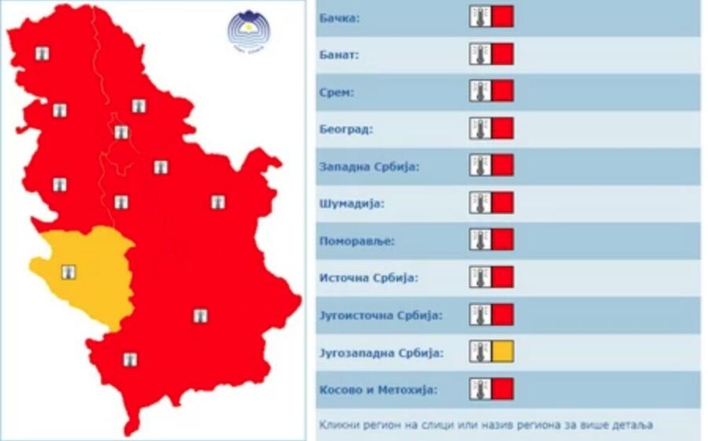 Meteoalarm za 13.  avgust