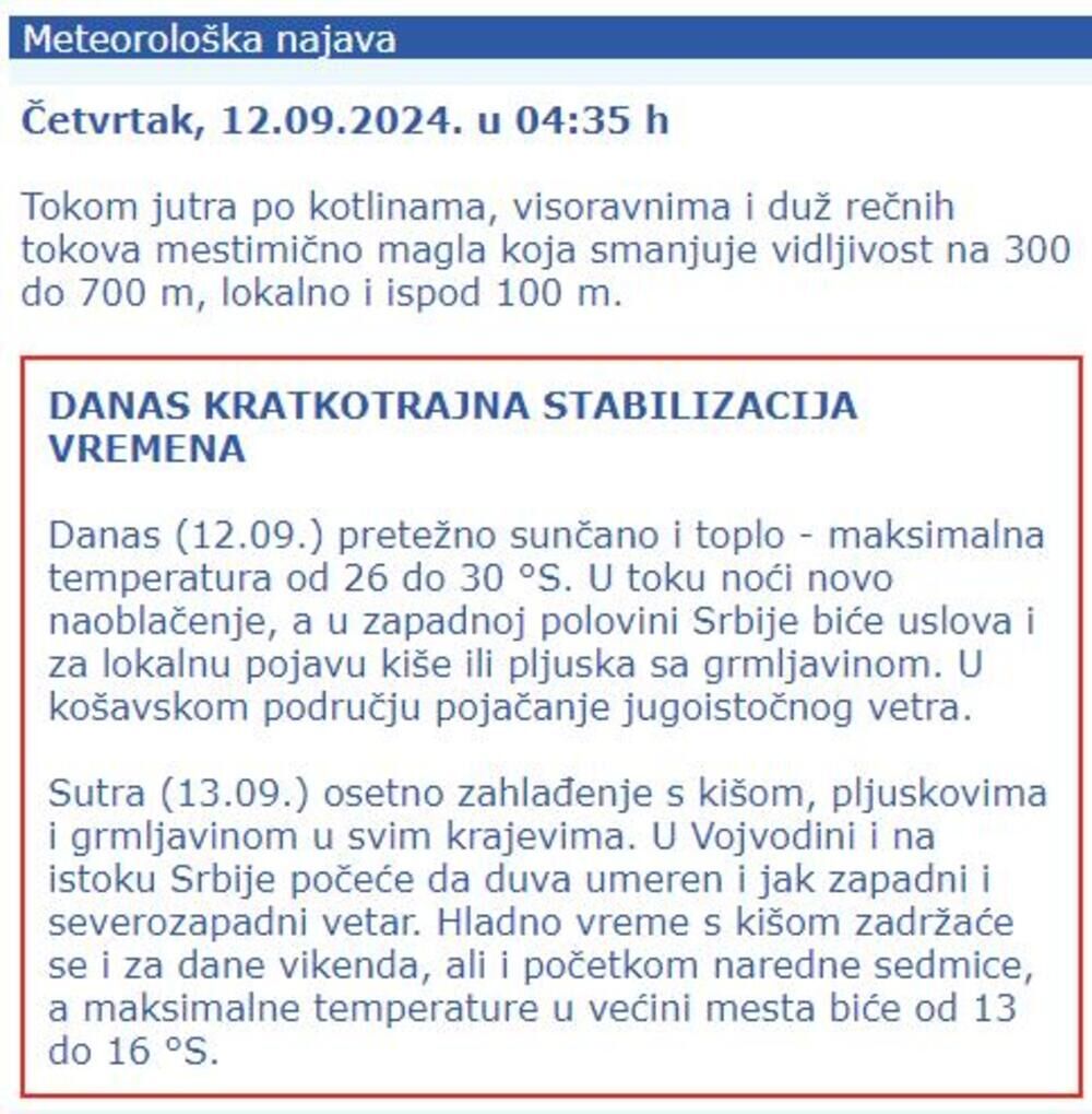 Meteorološka najava