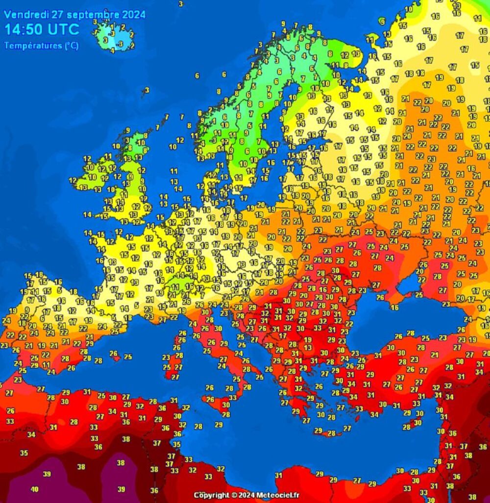 Temperature širom Evrope