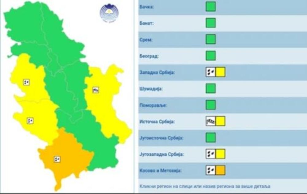 Meteoalarm za nedelju 29. septembar