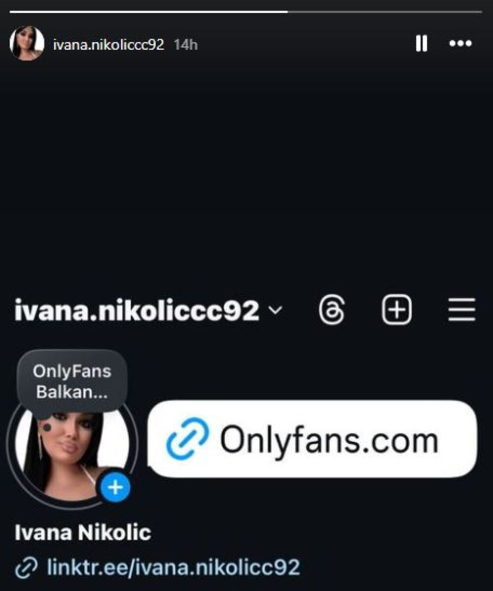 Nalog Ivane Nikolić na onlyfans-u