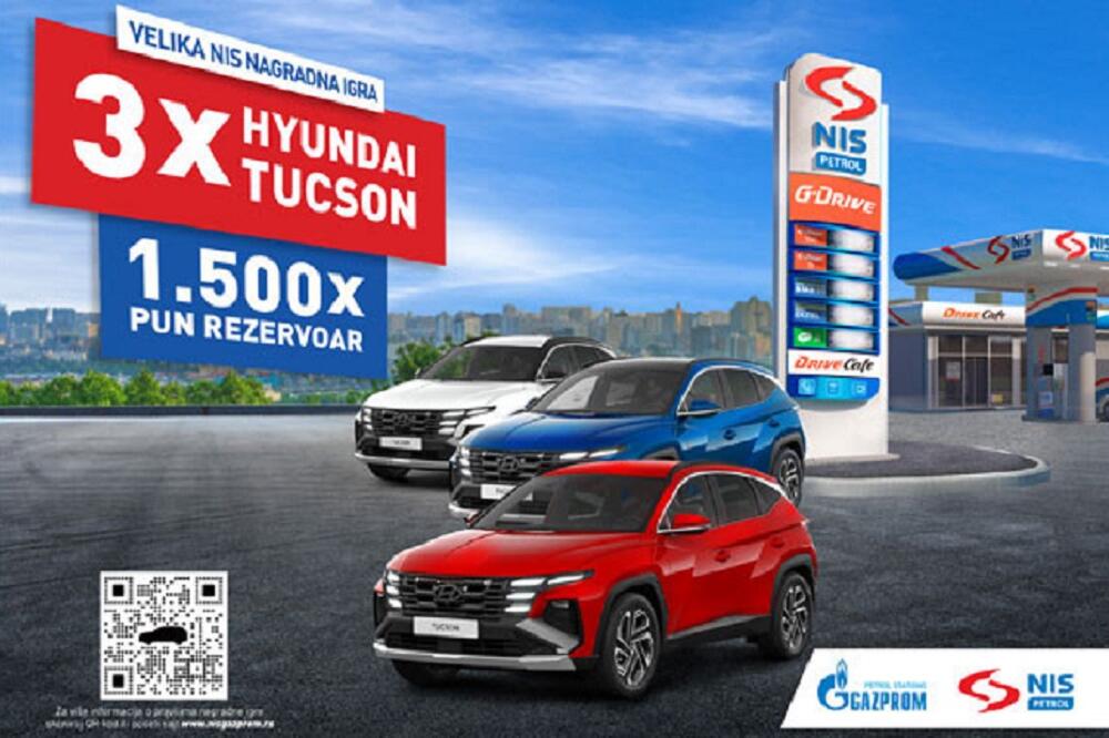 VELIKA NAGRADNA IGRA KOMPANIJE NIS Tri Hyundai Tucson automobila i još 1.500 punih rezervoara goriva