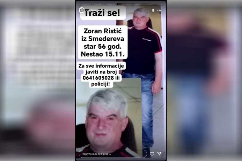 Nestao Zoran (56) u Smederevu, porodica moli za pomoć: Evo gde je poslednji put viđen! (FOTO)