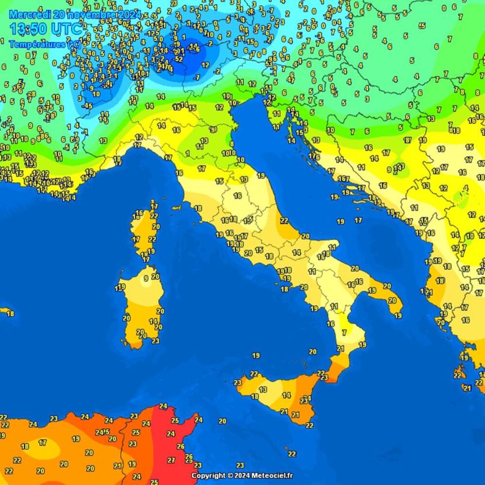 Temerature u Evropi u 13:50