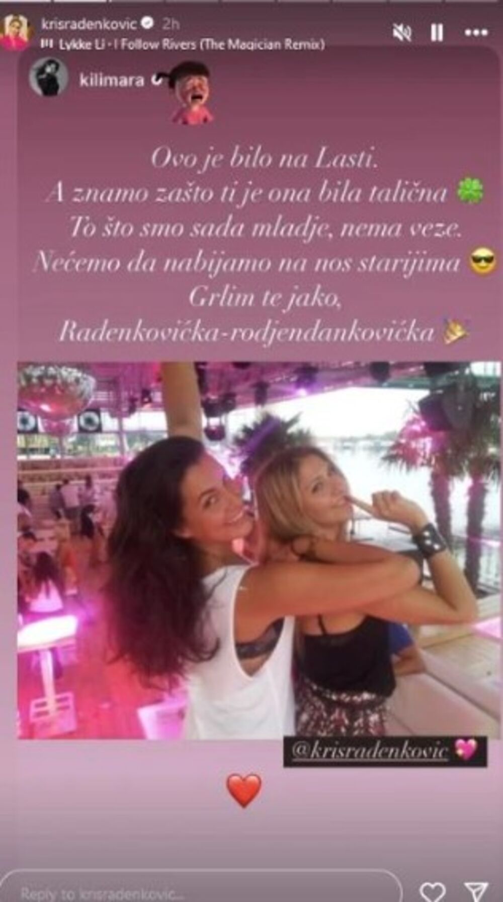 Kristina je objavila nekoliko poruka od dragih ljudi koji su joj čestitali rođendan, a među njima i ona od Marije Kilibarde.